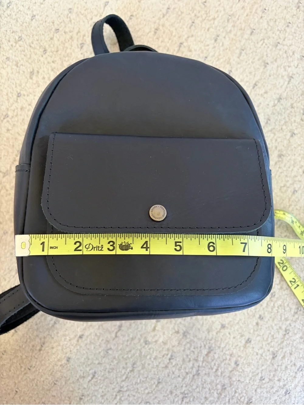 Portland Leather Goods Snap Mini Backpack Black Full Grain Leather Everyday NWOT